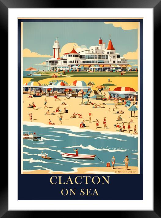 Clacton On Sea Vintage Travel Poster   Framed Mounted Print by Picture Wizard