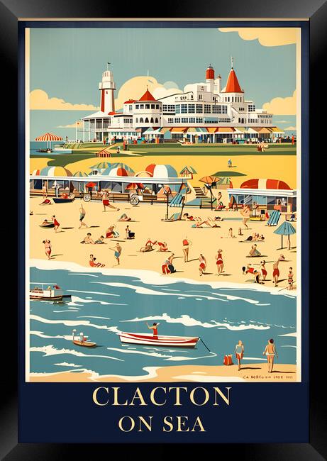 Clacton On Sea Vintage Travel Poster   Framed Print by Picture Wizard