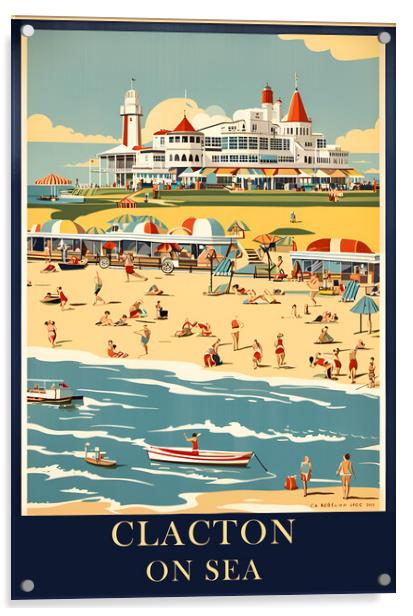 Clacton On Sea Vintage Travel Poster   Acrylic by Picture Wizard