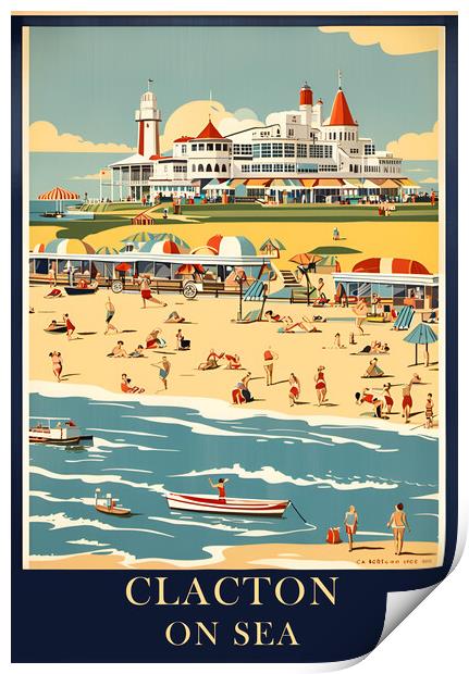 Clacton On Sea Vintage Travel Poster   Print by Picture Wizard