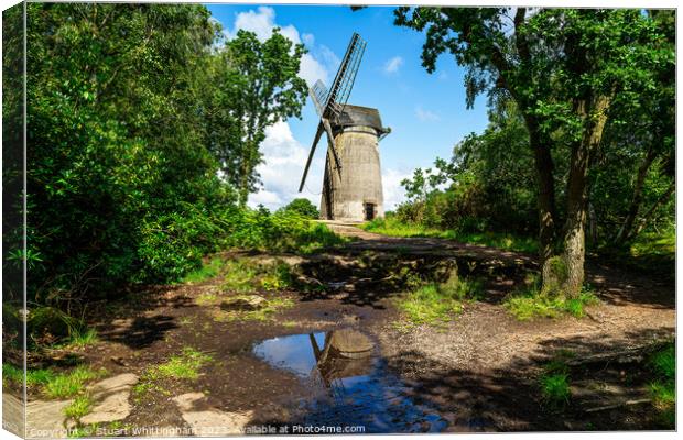 Bidston Windmill Reflection  Canvas Print by Stuart Whittingham