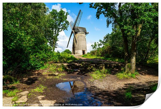 Bidston Windmill Reflection  Print by Stuart Whittingham