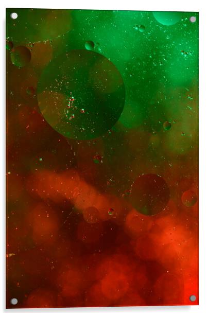 Oil-Flecked Red Against Vibrant Green. Acrylic by youri Mahieu