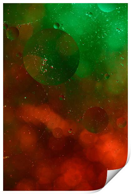 Oil-Flecked Red Against Vibrant Green. Print by youri Mahieu