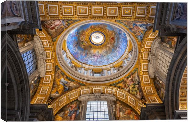 Baptism Chapel Dome In St Peter Basilica In Vatican Canvas Print by Artur Bogacki