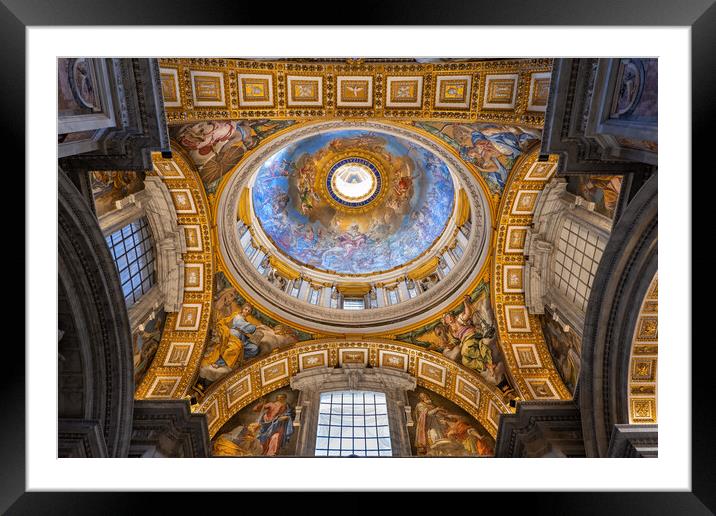 Baptism Chapel Dome In St Peter Basilica In Vatican Framed Mounted Print by Artur Bogacki