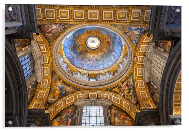 Baptism Chapel Dome In St Peter Basilica In Vatican Acrylic by Artur Bogacki