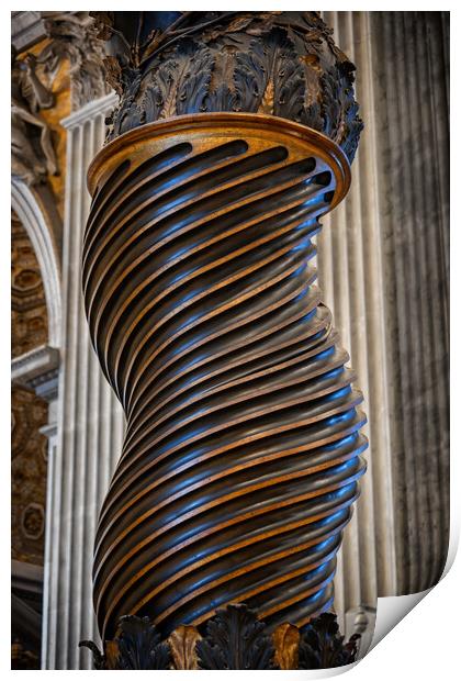 Twisted Column Of Bernini Baldacchino Print by Artur Bogacki