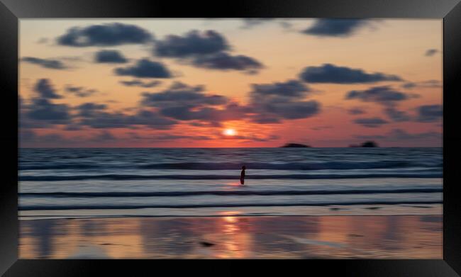 Sunset, Treyarnon Bay, North Cornwall. Framed Print by Frank Farrell