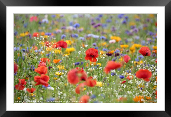 Vibrant and Unique Wildflower Display Framed Mounted Print by Simon Johnson