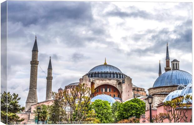 Hagia Sophia Mosque Dome Minarets Trees Istanbul Turkey Canvas Print by William Perry
