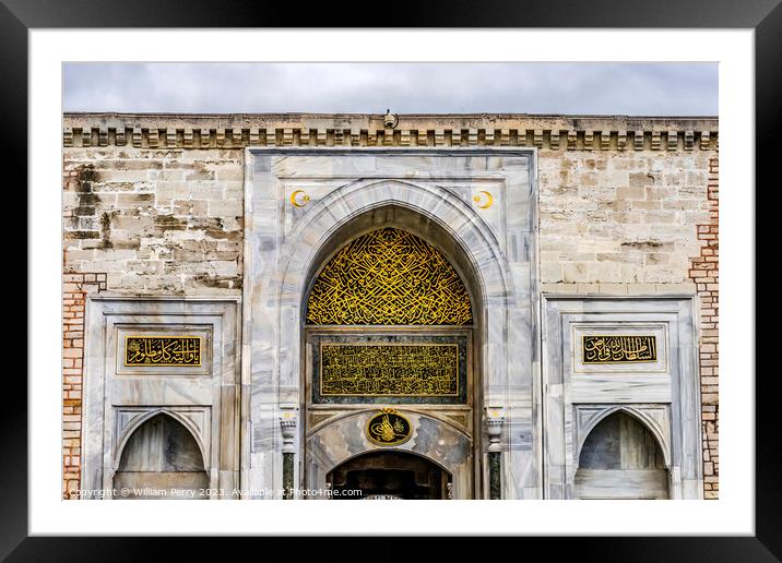 Topkapi Palace Entrance Gate Decorations Istanbul Turkey Framed Mounted Print by William Perry