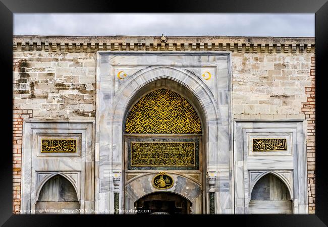 Topkapi Palace Entrance Gate Decorations Istanbul Turkey Framed Print by William Perry