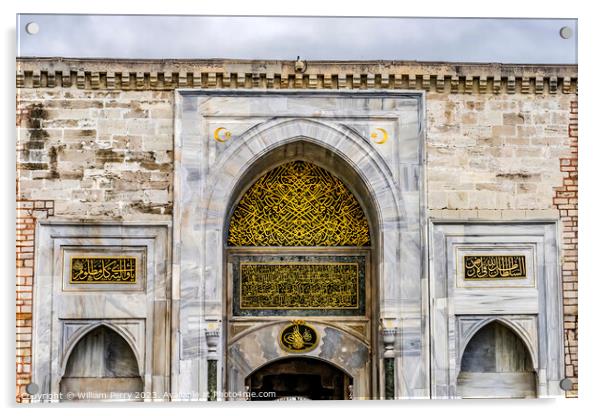 Topkapi Palace Entrance Gate Decorations Istanbul Turkey Acrylic by William Perry