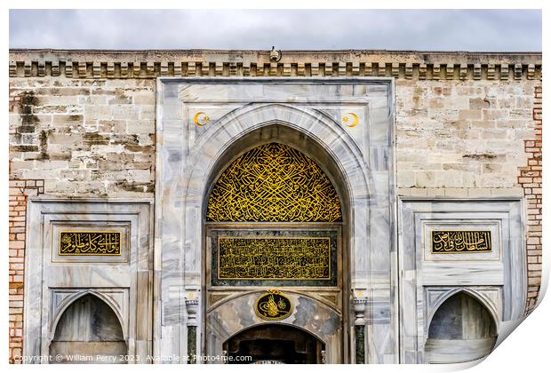 Topkapi Palace Entrance Gate Decorations Istanbul Turkey Print by William Perry