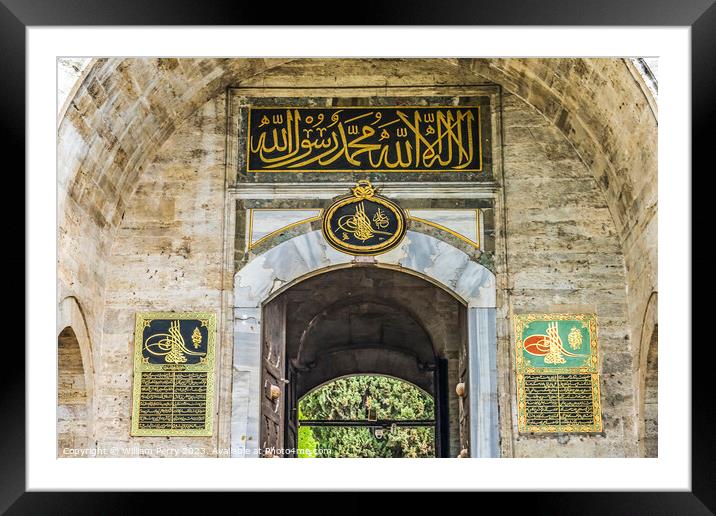 Topkapi Palace Entrance Gate Istanbul Turkey Framed Mounted Print by William Perry