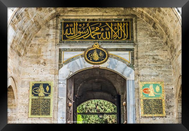 Topkapi Palace Entrance Gate Istanbul Turkey Framed Print by William Perry