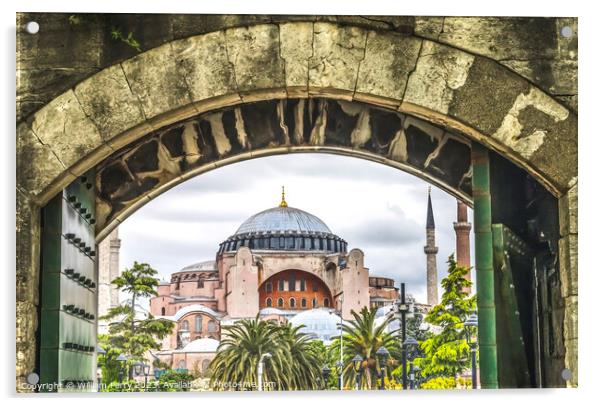 Arch Ancient Door Hagia Sophia Mosque Dome Minarets Istanbul Tur Acrylic by William Perry