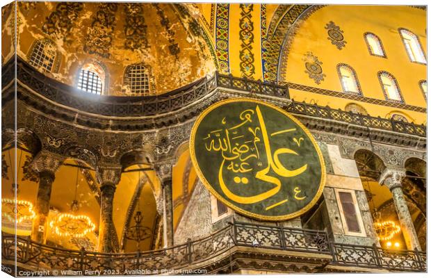Hagia Sophia Mosque Basilica Ali Medallion Istanbul Turkey Canvas Print by William Perry