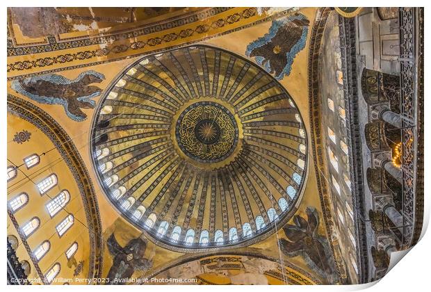 Hagia Sophia Mosque Basilica Dome Istanbul Turkey Print by William Perry