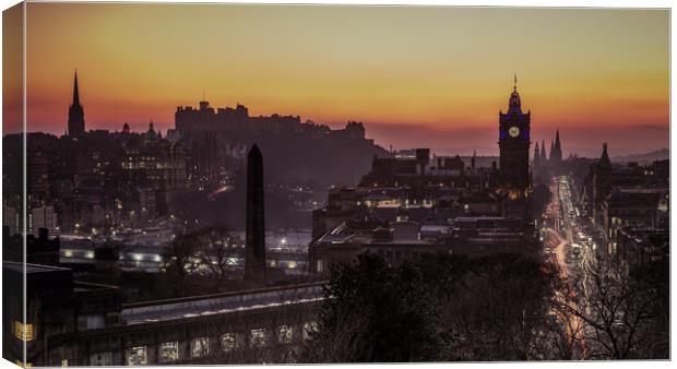 Edinburgh at Sunset from Calton Hill Canvas Print by John Frid