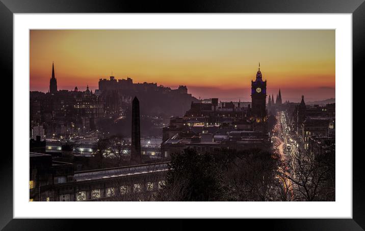 Edinburgh at Sunset from Calton Hill Framed Mounted Print by John Frid