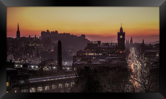 Edinburgh at Sunset from Calton Hill Framed Print by John Frid