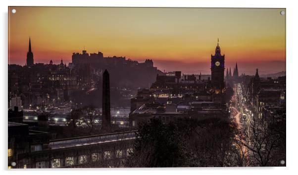 Edinburgh at Sunset from Calton Hill Acrylic by John Frid