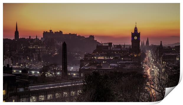 Edinburgh at Sunset from Calton Hill Print by John Frid
