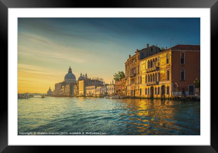 Venice, Grand Canal and Santa Maria della Salute at sunrise Framed Mounted Print by Stefano Orazzini