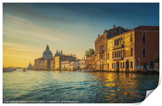 Venice, Grand Canal and Santa Maria della Salute at sunrise Print by Stefano Orazzini