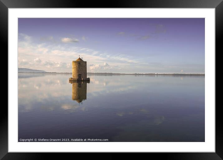 Old spanish windmill in Orbetello lagoon, Argentario, Italy. Framed Mounted Print by Stefano Orazzini