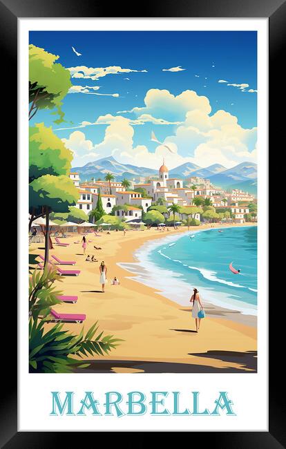 Marbella Travel Poster Framed Print by Steve Smith