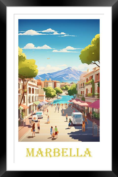Marbella Travel Poster Framed Mounted Print by Steve Smith