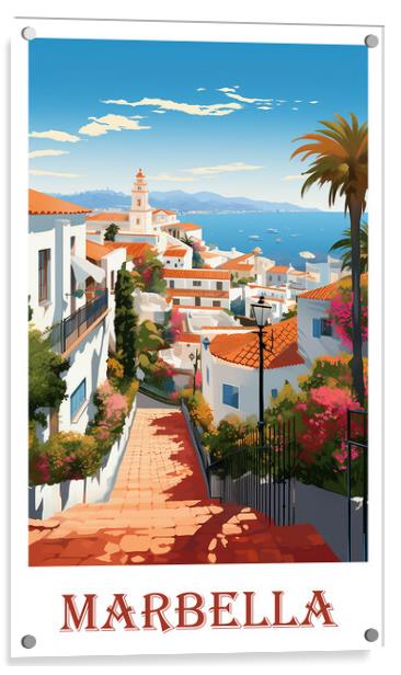 Marbella Travel Poster Acrylic by Steve Smith