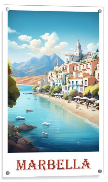 Marbella Travel Poster Acrylic by Steve Smith