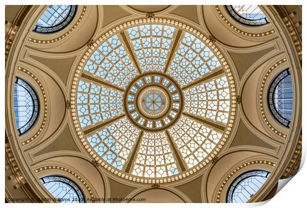 Domed roof in Westfield Shopping Mall, San Francisco, Californi Print by Martin Williams