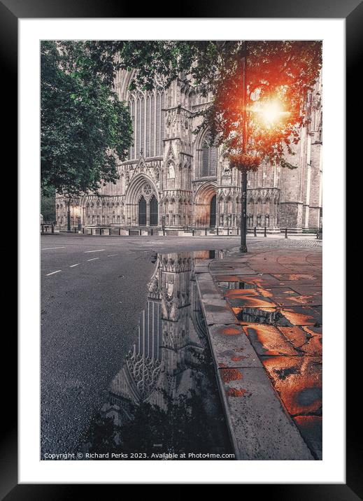 York Minster Reflections Framed Mounted Print by Richard Perks