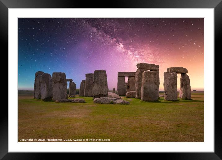 Stonehenge Star Gazing Framed Mounted Print by David Macdiarmid