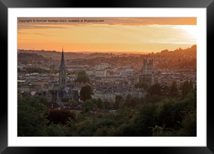 The spires of Bath at Sunset  Framed Mounted Print by Duncan Savidge