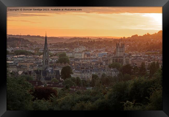 The spires of Bath at Sunset  Framed Print by Duncan Savidge