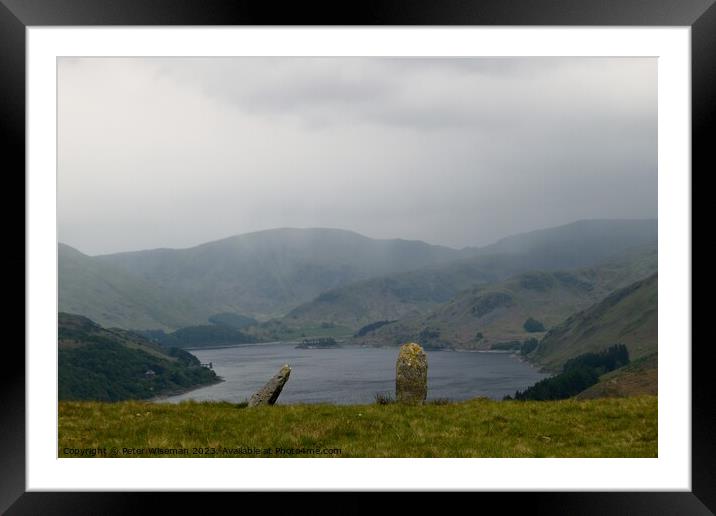 Standing stones on Four Stone Hill, Haweswater, th Framed Mounted Print by Peter Wiseman