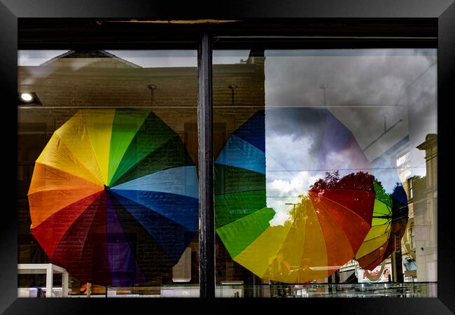Rainbow Brolly Framed Print by Glen Allen