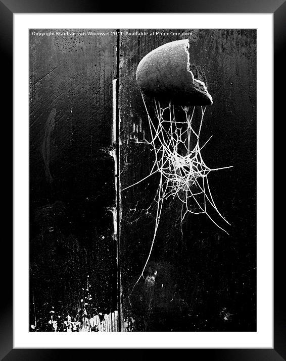 Frosty Web Framed Mounted Print by Julian van Woenssel