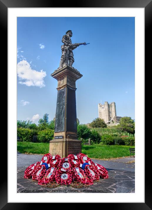 Conisbrough Castle & War Memorial  Framed Mounted Print by Alison Chambers