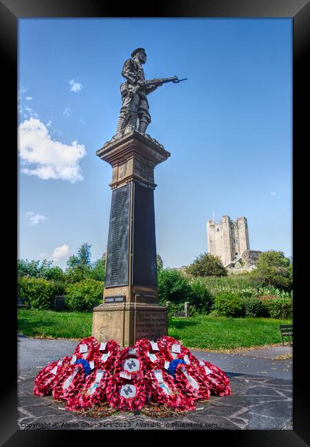 Conisbrough Castle & War Memorial  Framed Print by Alison Chambers