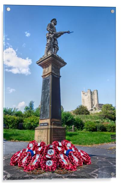 Conisbrough Castle & War Memorial  Acrylic by Alison Chambers