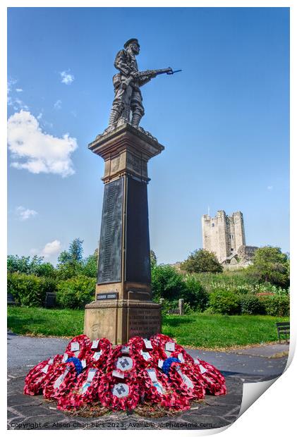 Conisbrough Castle & War Memorial  Print by Alison Chambers