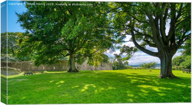 The grounds of the Loch Leven Castle Canvas Print by Navin Mistry