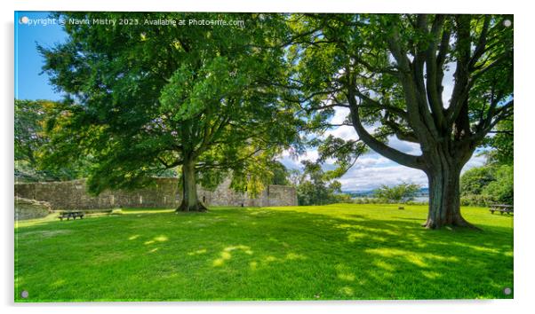 The grounds of the Loch Leven Castle Acrylic by Navin Mistry
